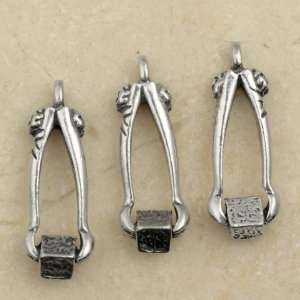  ICE CUBE TONGS Silver Plated Pewter Charms (3): Home 