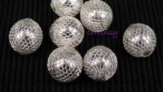 20pcs MESH Ball Round Beads Wire Silver Plated 16mm  