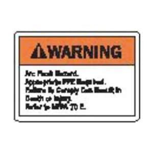 Label,danger Arc flash,5 X 7,pk 5   BRADY  Industrial 