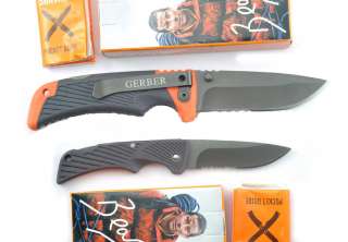   Gerber Bear Grylls Lockback Combo Knives Survival Folding Knife  
