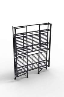 Tra Wide 3 Tier Metal Folding Storage Shelf (Black) 095285409952 