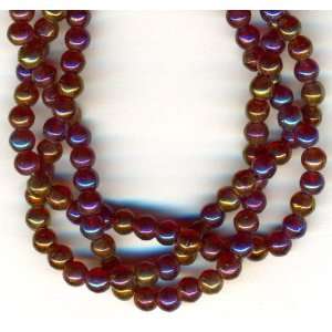   Round Czech Glass Beads   100 Luster Iris Garnet: Everything Else