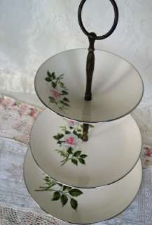 Vintage Serving Hors Doeuvres Tiered Organize Pink  