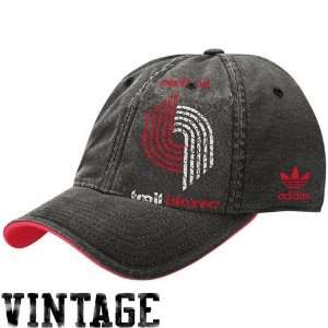 adidas Portland Trail Blazers Black Big Logo Hat:  Sports 