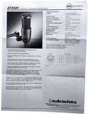 Audio Technica AT2020 Studio Recording Microphone Cardioid Condenser 