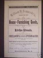 1881 William H. Fenner Providence RI store print ad  