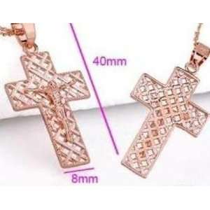    18 Karat Gold Plated Cross Pendant and Chain 