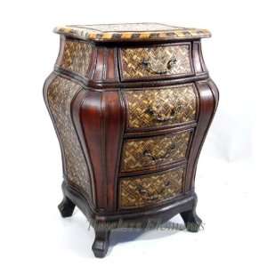 Rattan Wood Drawers Nightstand Chest Table Storage:  
