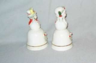 Bone China Christmas Bells Vintage Treasure Masters Taiwan Snowman 