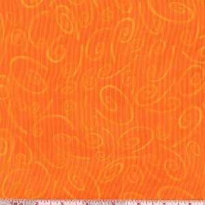  45 Wide Spill The Beans Swirls Orange Fabric By The Yard 