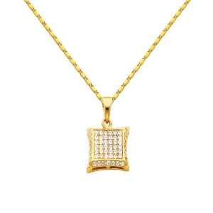  14k Yellow Gold 10mm Curved Square CZ Cubic Zirconia Charm 
