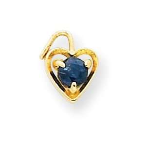  14k Yellow Gold September Birthstone Heart Charm: Jewelry