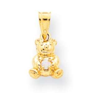  14k Gold Opal Birthstone Bear Charm: Jewelry