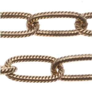  Antiqued 22K Gold Plated Textured Link Cable Chain 5mm x 