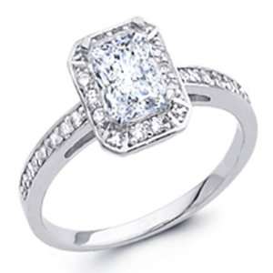 with Side Stone CZ Cubic Zirconia Ladies Wedding Engagement Ring Band 