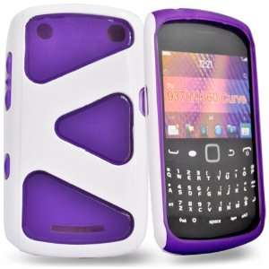   Purple / white hard case cover pouch for Blackberry 9360 Electronics