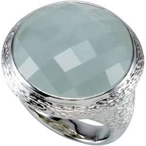   Checkerboard Milky Aquamarine Ring   Size 7 20x20mm   JewelryWeb