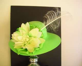 This lime green medium brim hat, is one of an impeccably designed 
