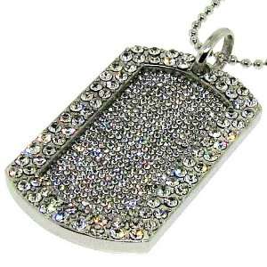 Mens silver plated full ice bling bling hip hop dog tag Jewelry