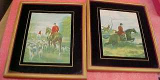 B15 RARE Century Mirror Co. Fox hound Horse picture set  