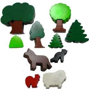  Haba Set of 6 Wooden Trees and 4 Animals Toys & Games