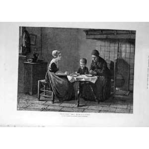  1876 Saying Grace Neuhuys Dinner Table Family Print