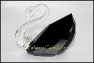 New Crystal Glass Faceted Black Swan Figurine  
