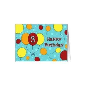  Balloons 3rd Birthday Card Card Toys & Games