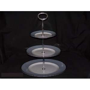  Wedgwood Lustreware Blue Fin Hostess Tray 3 Tier Kitchen 