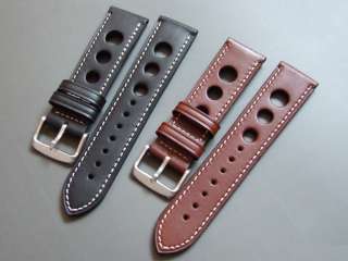 NOS Genuine Leather Perforated and Stitched Watch Strap   Le Mans 964P 