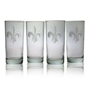  Susquehanna Glass Fleur De Lis 15 Ounce Hiball Glass, Set 