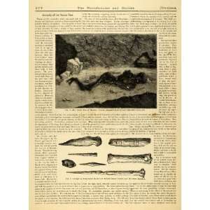 1873 Article Prehistoric Skeleton Man Menton France Stone Age Cave 