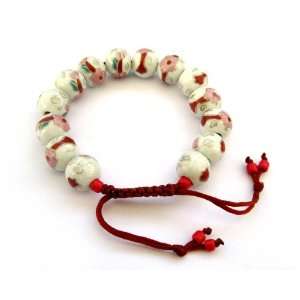   Porcelain Flower Beads Wrist Mala Bracelet for Meditation Jewelry