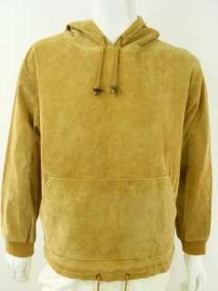   leather pullover hoodie jacket Territory Ahead light brown M hooded