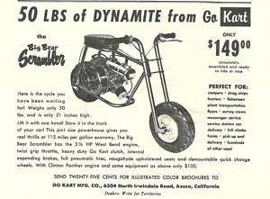 WOW! Vintage 1960s Big Bear Scrambler Mini Bike Ad  