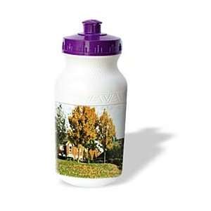 Florene Impressionism   Brick House With Autumn Leaves   Water Bottles 