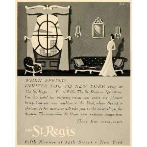 1938 Ad St. Regis Hotel Fifth Avenue New York Park   Original Print Ad