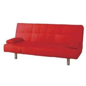  Nora Red Microfiber Convertible Sofa