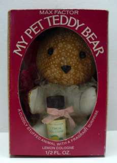 MAX FACTOR MY PET TEDDY BEAR PLUSH IN BOX W/LEMON SCENT  
