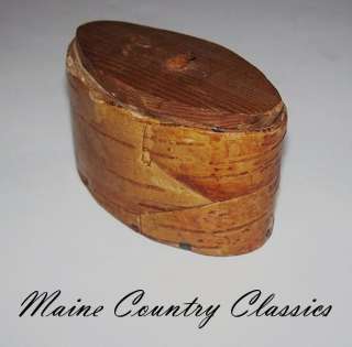 Vintage MINIATURE BIRCH BARK OVAL SNUFF BOX Signed Dated 1937  