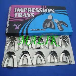 10 Dental Impression Tray Set Solid Denture Instruments  