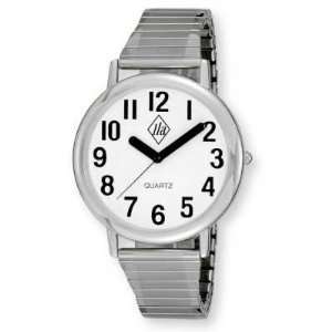  Unisex Low Vision Silver Tone Watch White Face w/ Black 