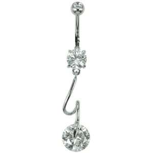     Twist with CZ at End Dangle 14g 3/8 Clear Metal Mafia Jewelry