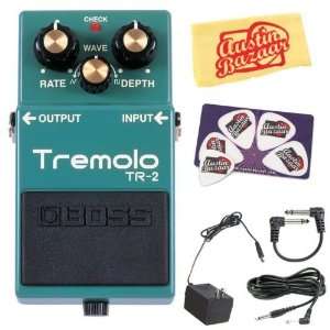  Boss TR 2 Tremolo Pedal Bundle with AC Adapter, 10 Foot 