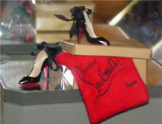 Christian Louboutin BARBIE Black Anemone Heels Shoe Box w/ red bag 