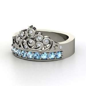    Tiara Ring, Sterling Silver Ring with Blue Topaz & Diamond Jewelry