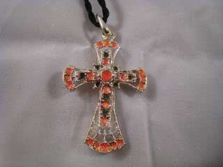 Colorful Cross Necklace Fashion Jewelry with Black Rope  