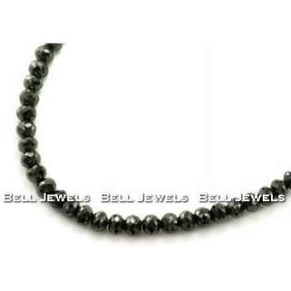 MASSIVE 202.00CT FACETED BLACK DIAMOND BEAD STRING NECKLACE 14k WHITE 
