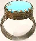 18thC Crimean Tatars Silver Ring Turquoise Blue Color G