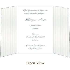  White Card with Beige Striped Wrap   Set of 20: Baby